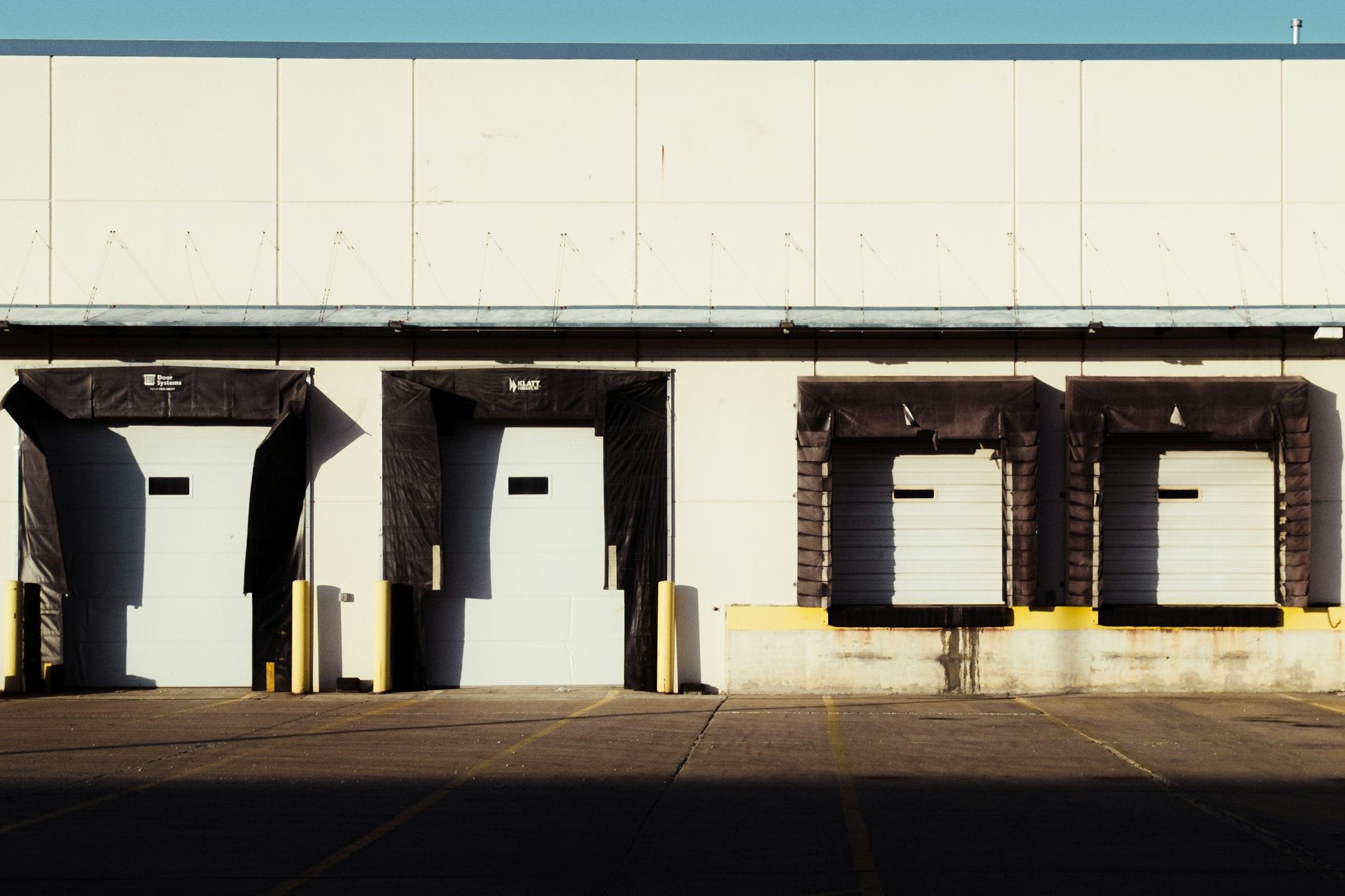 Warehouse loading docks with commercial security infrastructure